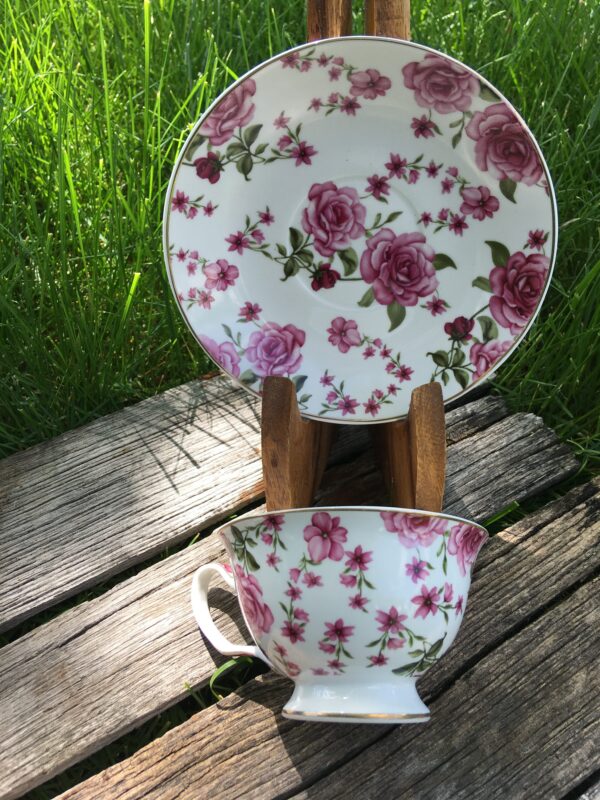 Pink Roses Tea Cup and Saucer