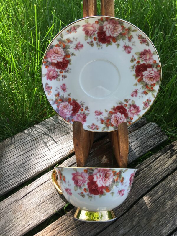 Strawberries and Roses - Cup and Saucer